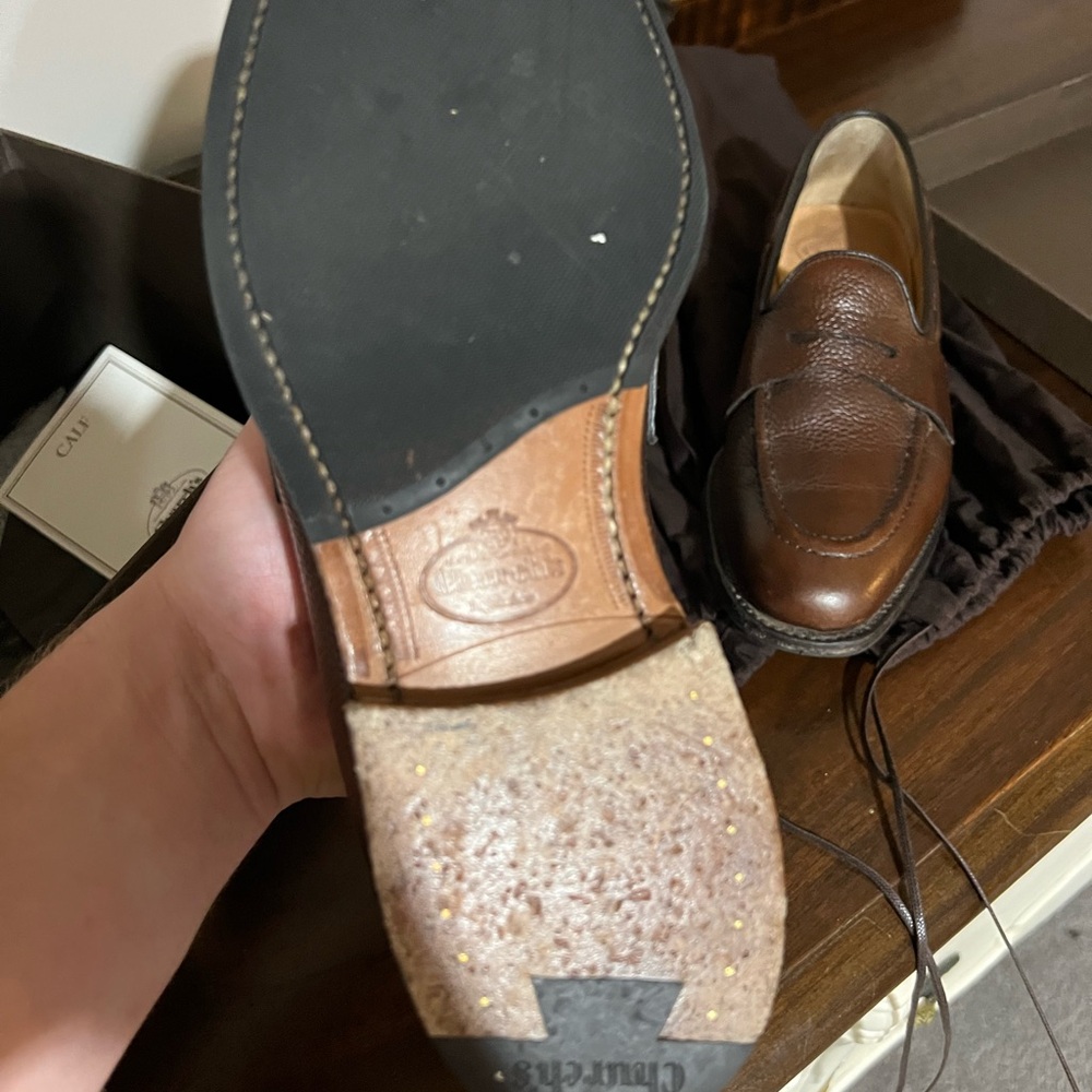 Men’s brown genuine calf leather penny loafers - Picture 3 of 9